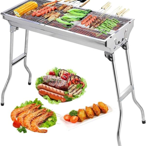 Barbecue Charcoal Grill Stainless Steel Folding Portable BBQ