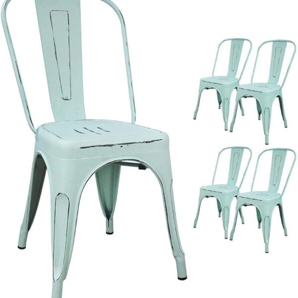 Devoko Metal Indoor-Outdoor Chairs Distressed Style Kitchen