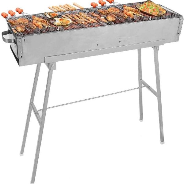 IRONWALLS Portable Charcoal Grills, 32" x 8" Stainless Steel Folded