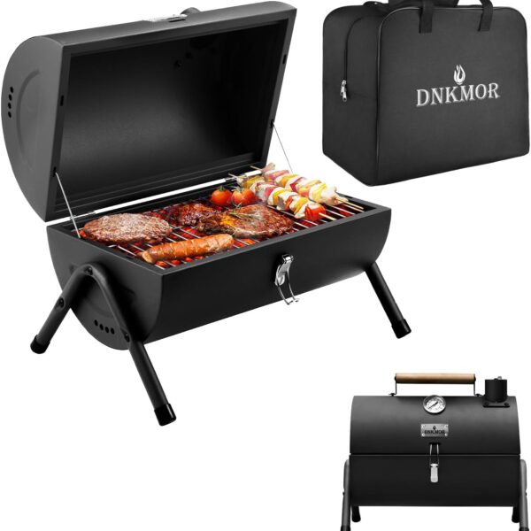 Portable Charcoal Grill, Tabletop Outdoor Barbecue Smoker, Small BBQ Grill