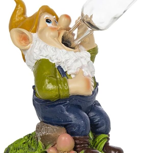 Solar Funny Gnome Statue Resin Gnome Figurine Holds A Bottle Outdoor Gnome Statues