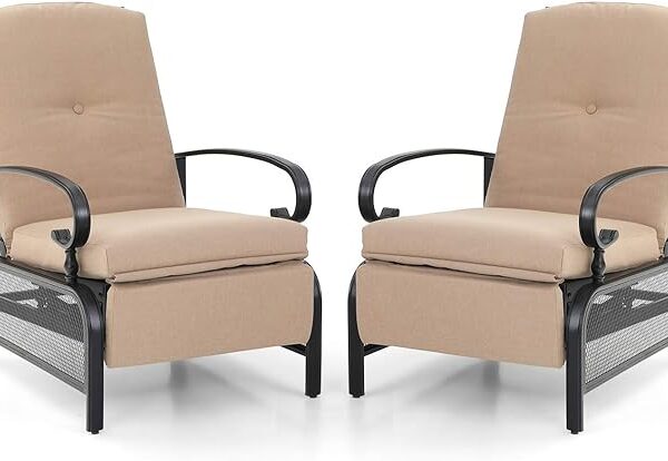 Sophia & William Outdoor Recliner Chairs Set of 2 Adjustable Patio Reclining Lounge Chair