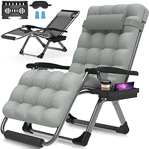 Suteck Oversized Zero Gravity Chair,29In XL Lounge Chair w/Removable Cushion&Headrest,