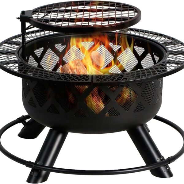 Wood Burning Outdoor Fire Pit 24 Inch Backyard Patio Fireplace